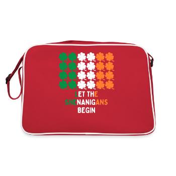 St Patricks Day Irland Flagge Kleeblatt Geschenk - Retro Tasche - Rot/Weiß - Hinten