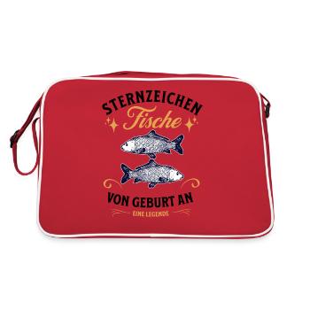 Sternzeichen Geschenke Fische Spruch - Retro Tasche - Rot/Weiß - Hinten
