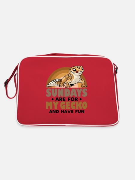Sundays are for my Gecko and have fun - Retro Tasche - Rot/Weiß