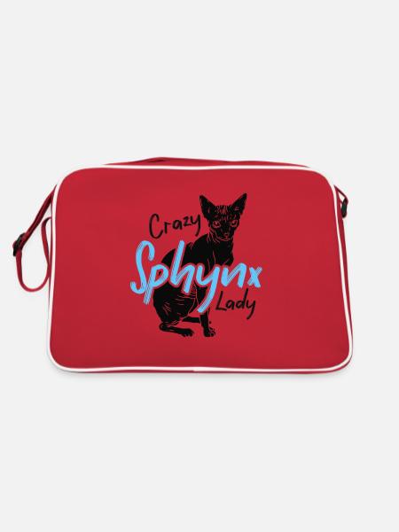Crazy Sphynx Lady Ever Kitten Pet Owner - Sac Retro - rouge/blanc - Dos