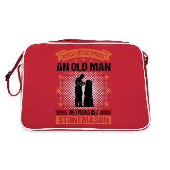 Un vieil homme tailleur de pierre disant le cadeau des hommes - Sac Retro - rouge/blanc - Dos