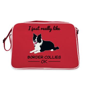 Border Collie Dog Dog Lovers Citation Cadeau - Sac Retro - rouge/blanc - Dos