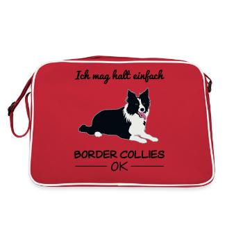 Border Collie Dog Dog Lovers Citation Cadeau - Sac Retro - rouge/blanc - Dos