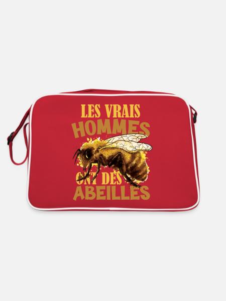 Homme Abeilles Apiculteur - Sac Retro - rouge/blanc - Dos