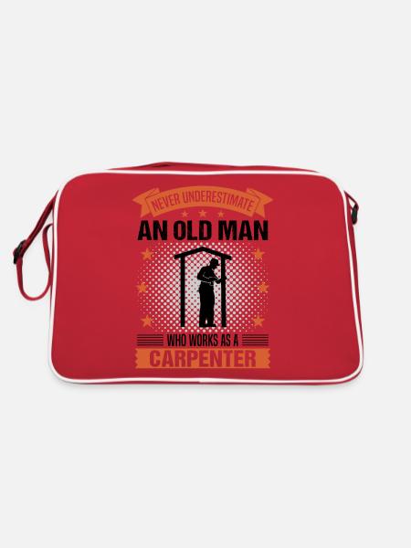 Zimmerer Alter Mann Spruch Herren Geschenk - Retro Tasche - Rot/Weiß - Hinten