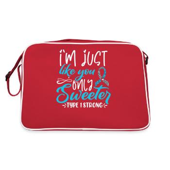 T1D Diabetes Awareness Month Blue Ribbon - Retro Bag - red/white - Back