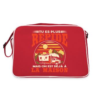 Drôle Campeur Camping Cadeau - Sac Retro - rouge/blanc - Dos