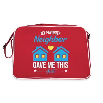 Mein Lieblingsnachbar hat mir dieses Shirt geschenkt - Retro Tasche - Rot/Weiß - Hinten