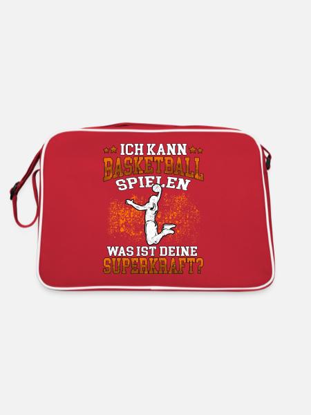 Ich kann Basketball spielen Basketballer - Retro Tasche - Rot/Weiß - Hinten