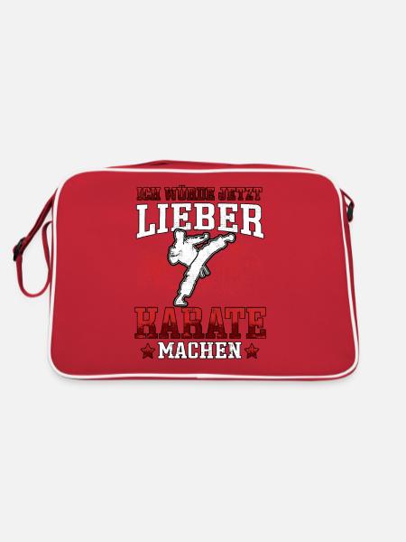 Lieber Karate Karateka asiatischer Kampfsport - Retro Tasche - Rot/Weiß - Hinten