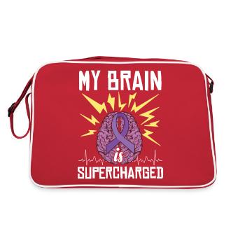 Epilepsiebewusstsein Kleidung Lila Band - Retro Tasche - Rot/Weiß - Hinten