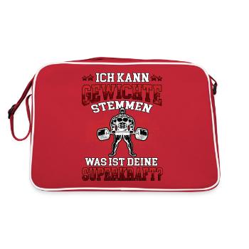 Ich kann Gewichte stemmen Workout Fitness Pumpen - Retro Tasche - Rot/Weiß - Hinten
