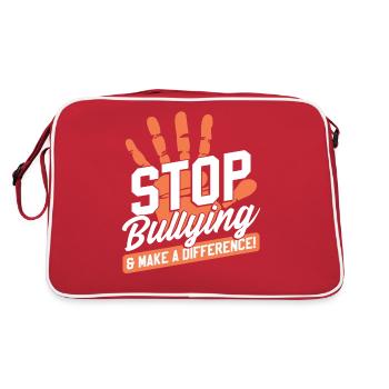 Anti-Mobbing Orange Mobbing Bewusstsein - Retro Tasche - Rot/Weiß - Hinten