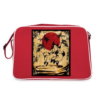 Renard à neuf queues Art rétro japonais - Sac Retro - rouge/blanc - Dos