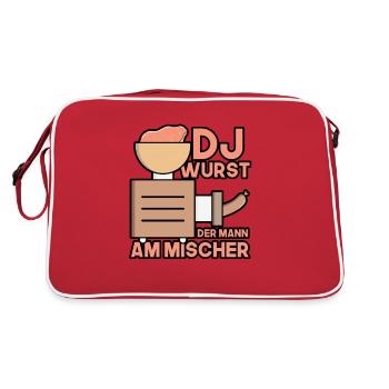 Dj wurst der mann am mischer Metzger - Retro Tasche - Rot/Weiß - Hinten