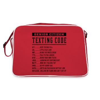 Senior Citizen Texting Code - Mother's Day Funny - Retro Bag - red/white - Back