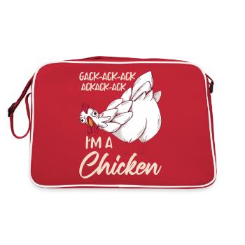 I'm A Chicken | Funny Farmer Farming Hen Rooster - Retro Bag - red/white - Back
