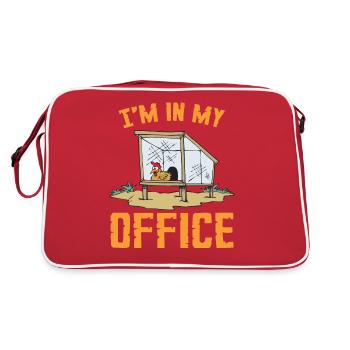 Je suis dans mon bureau | Drôle de dame de poulet de ferme - Sac Retro - rouge/blanc - Dos