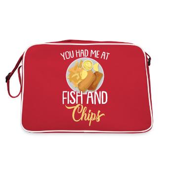 Du hattest mich bei Fish & Chips - Retro Tasche - Rot/Weiß - Hinten