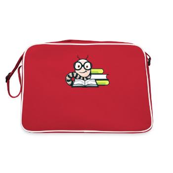 Bookworm with nerd glasses read bookworm - Retro Bag - red/white - Back