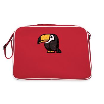 Kawaii Tukan Paradiesvogel Design - Niedliche - Retro Tasche - Rot/Weiß - Hinten