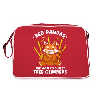 Roter Panda Die niedlichsten Baumkletterer der Welt - Retro Tasche - Rot/Weiß - Hinten