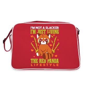 Lustiger Roter Panda - Retro Tasche - Rot/Weiß - Hinten