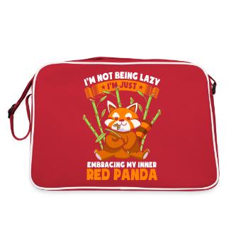 Ich bin nicht faul - Retro Tasche - Rot/Weiß - Hinten
