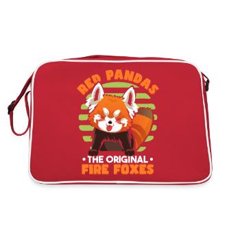 Niedlicher Roter Panda - Retro Tasche - Rot/Weiß - Hinten