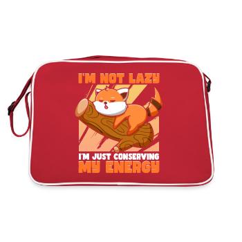 Ich bin nicht faul, ich spare nur meine Energie - Retro Tasche - Rot/Weiß - Hinten