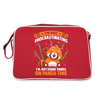 Ich mache nur Dinge auf Panda Time - Retro Tasche - Rot/Weiß - Hinten