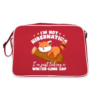 Ich mache gerade ein winterlanges Nickerchen Roter Panda - Retro Tasche - Rot/Weiß - Hinten