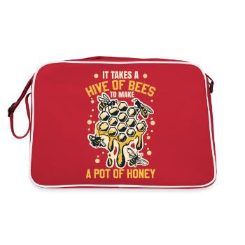 It Takes A Hive Of Bees To Make A Pot Of Honey - Retro Bag - red/white - Back
