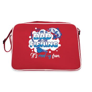 Papa Angeln Vatertag Papa Witz - Retro Tasche - Rot/Weiß - Hinten