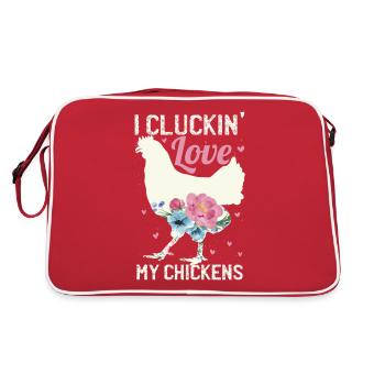 I Cluckin Love My Chickens - Retro Bag - red/white - Back