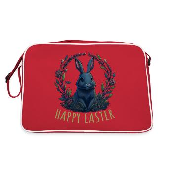 Lapin avec œufs de Pâques & fleurs de printemps - Sac Retro - rouge/blanc - Dos