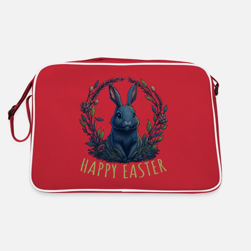 Rabbit with Easter eggs & spring flowers Easter Retro Bag