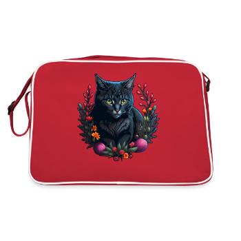 cute cat in easter & spring style cats - Retro Bag - red/white - Back