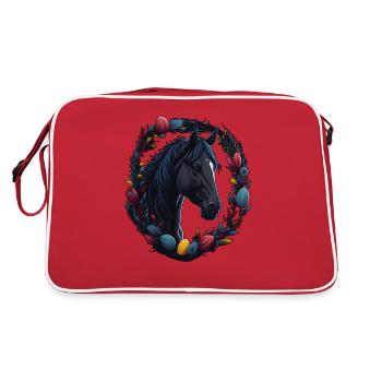 Riding with cute horse at easter & spring horse - Retro Bag - red/white - Back