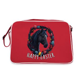 Riding with cute horse Happy Easter horse - Retro Bag - red/white - Back