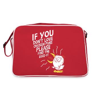 Lustige Hühner-Wortspiele Eier Zucht Hahn Henne - Retro Tasche - Rot/Weiß - Hinten