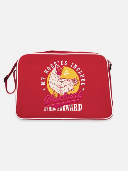 Hen House | My Hobbies Include Chickens - Retro Bag - red/white - Back