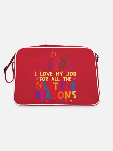 Cute Teaching Teacher Outfit Elementary School - Retro Bag - red/white - Back