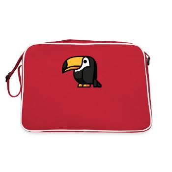 Kawaii Tukan Paradiesvogel Design - Niedliche - Retro Tasche - Rot/Weiß - Hinten