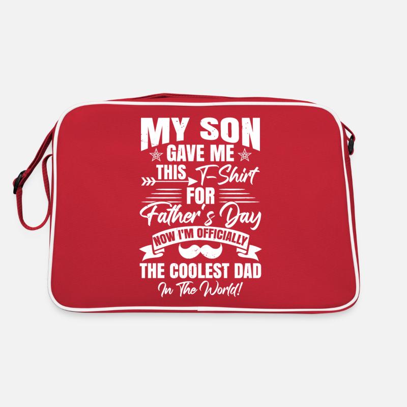 Mein Sohn hat mir das gegeben - Retro Tasche - Rot/Weiß