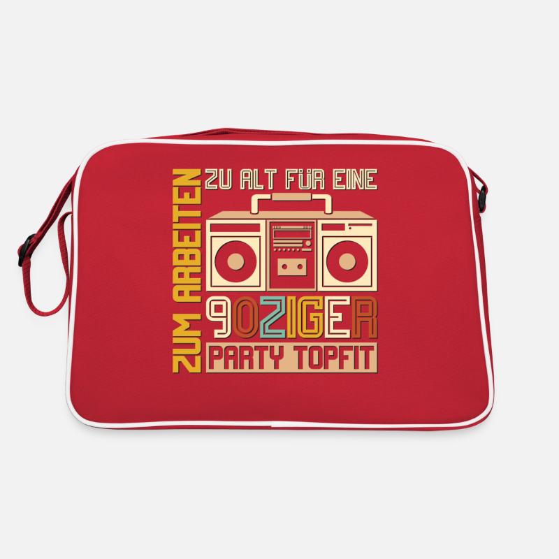 für eine 90ziger Party topfit - Retro Tasche - Rot/Weiß