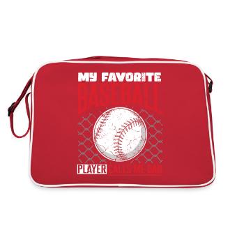Mon joueur de baseball préféré m’appelle papa - Sac Retro - rouge/blanc - Dos