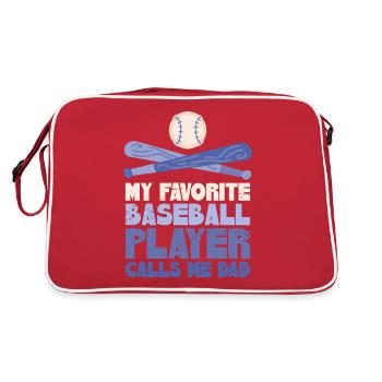 Mon joueur de baseball préféré m’appelle papa - Sac Retro - rouge/blanc - Dos