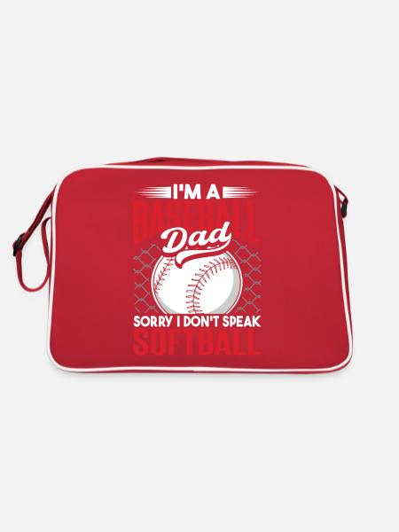 Ich bin ein Baseball-Vater, ich spreche kein Softball - Retro Tasche - Rot/Weiß - Hinten