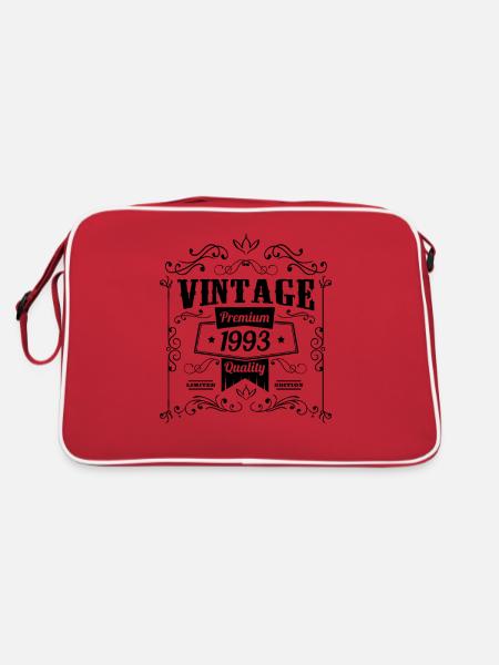 1993 Geburtstag Geburtstag Vintage Sprüche - Retro Tasche - Rot/Weiß - Hinten